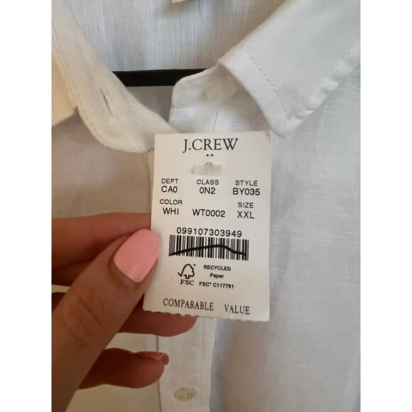 J.Crew Linen Blend Button-Up Long Sleeve Linen Blend Shirt - Picture 5 of 7